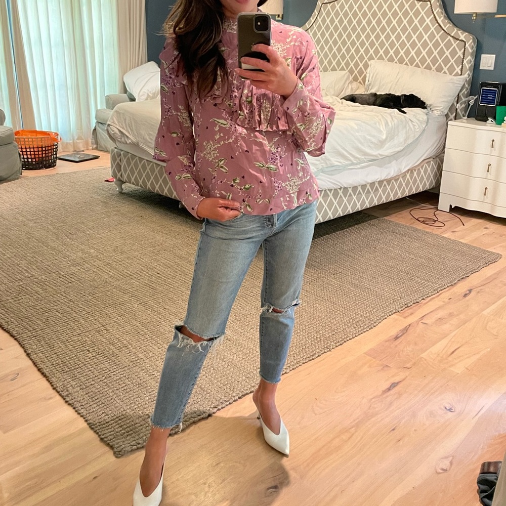 Asos floral ruffle blouse